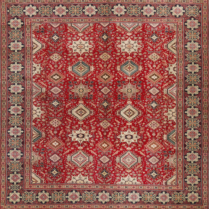 Tapis rouge à motif sud-ouest, Rond 5 pi