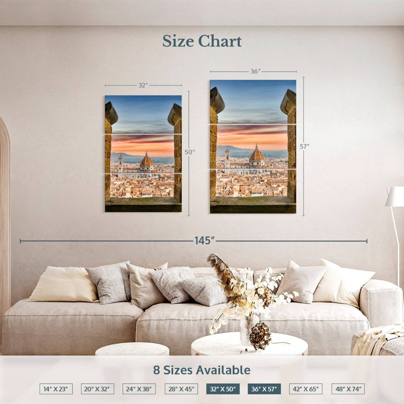 Masam Florence vue du sommet, Italie, H 50 po x l 32 po