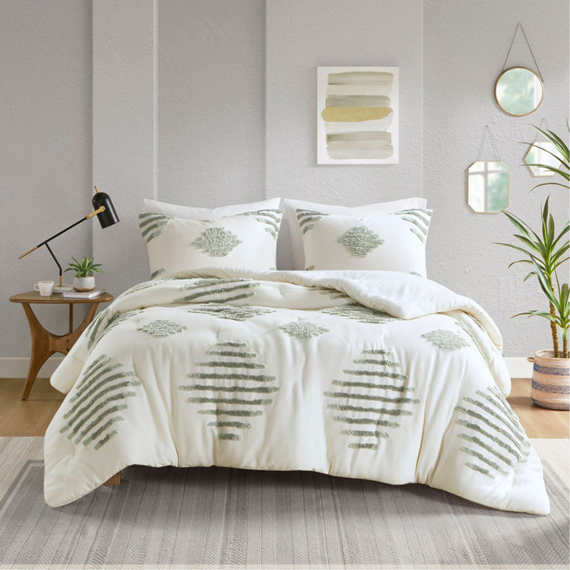 Ensemble d'édredon en chenille en mélange de coton pour lit double / grand 3 pièces