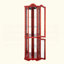 Lighted Corner Curio Cabinet With Tempered Glass Doors & Shelves - Elegant Cherry Display Case With Bulb For Living Room & Bedroom Décor