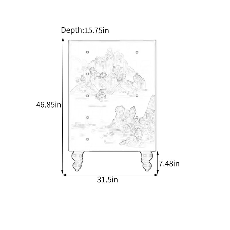Armoire de rangement en noyer avec poignées rétro