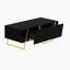 Table basse moderne et ultrabrillante rectangulaire pour le salon avec rangement et base dorée, 4 tiroirs, noir, 47,2 po