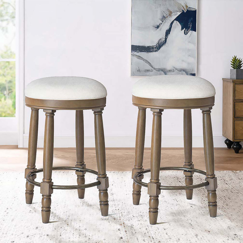 Tabouret de bar pivotant à 360 °, Beige, Chêne clair