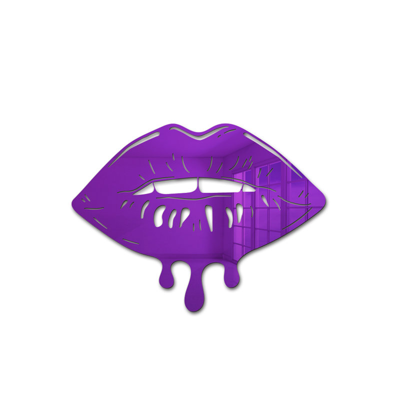 Décoration murale en acrylique Melting Dripping Lips, H 15 po x l 19 po, Mauve