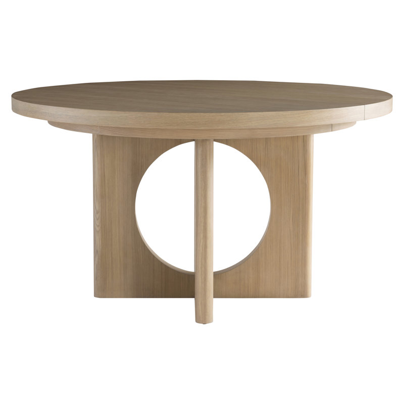 Mid-Century Modern 54" Round Extendable Wood Dining Table in Brown
