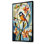 Bleu vert, bleu, vert, oiseau chinois, fleurs printanières, reproduction d'art sur toile encadrée botanique