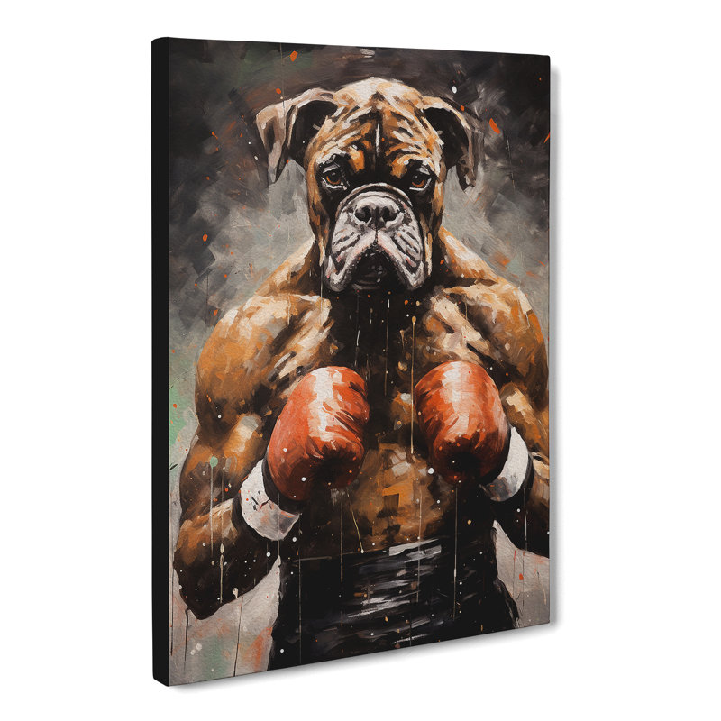 Boxer Dog Action Painting Art - Print, 60cm H x 40cm W x 3cm D