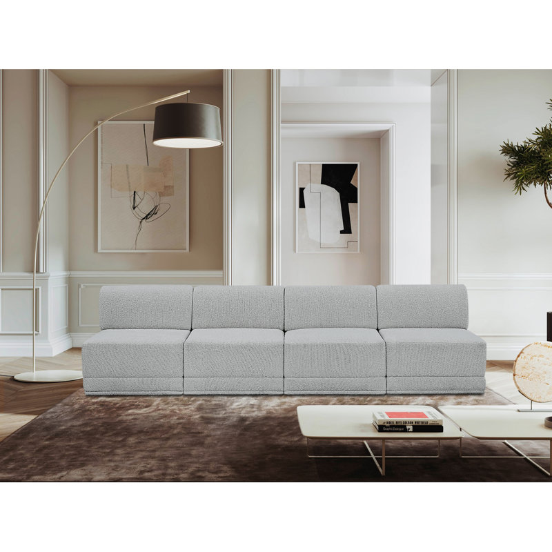 Canapé modulaire Ollie CAL117 de 120 po Ollie, Tissu gris bouclé