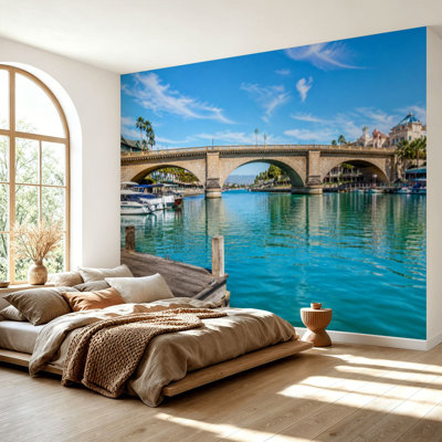 Wall Mural Peel and Stick Wallpaper lake havasu tower bridge pictures Self-Adhesive Removable Contact Paper Wall Decor for Living Room Bedroom 69"H x 96"W