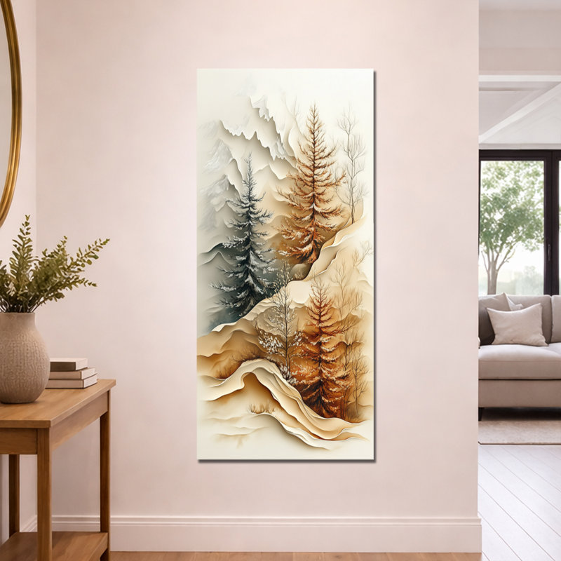 «Beige orange Canby II», impression sur toile encadrée apaisante, H 60 po x l 28 po, Toile tendue