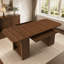 Table de salle à manger de style années 50 avec tiroirs et rangements ouverts, spacieuse pour 4 à 6 personnes, finition noyer en MDF, table de cuisine moderne