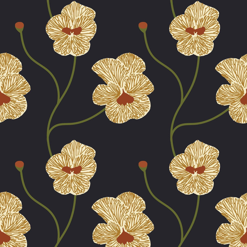 Flourish Wallpaper, Saffron Night, Non-Pasted, Faux Grasscloth