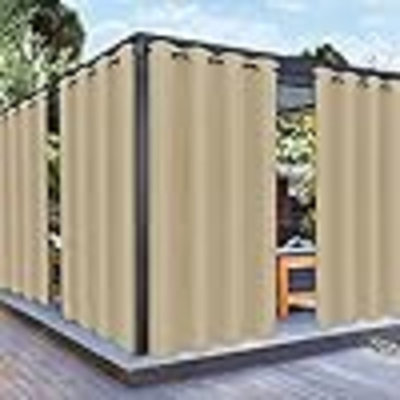 Outdoor Curtains For Patio Waterproof Weatherproof, UV And Fade Resistant Outside Curtains For Gazebo, Front Porch, Pergola, Sun Blocking Privacy Curtain, 52W X 84L Inch, 1 Panel, Beige
