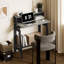 Bureau d'écriture simpliste à structure en A pour bureau personnel ou petit espace avec huche, noir / gris chêne français-1564755525