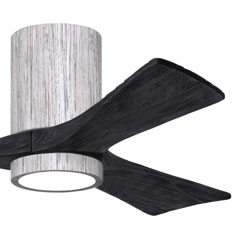 Olivier à 3 pales DEL standard avec ventilateur de plafond et ensemble d'éclairage inclus, Noir mat, Ton bois de grange, 42"