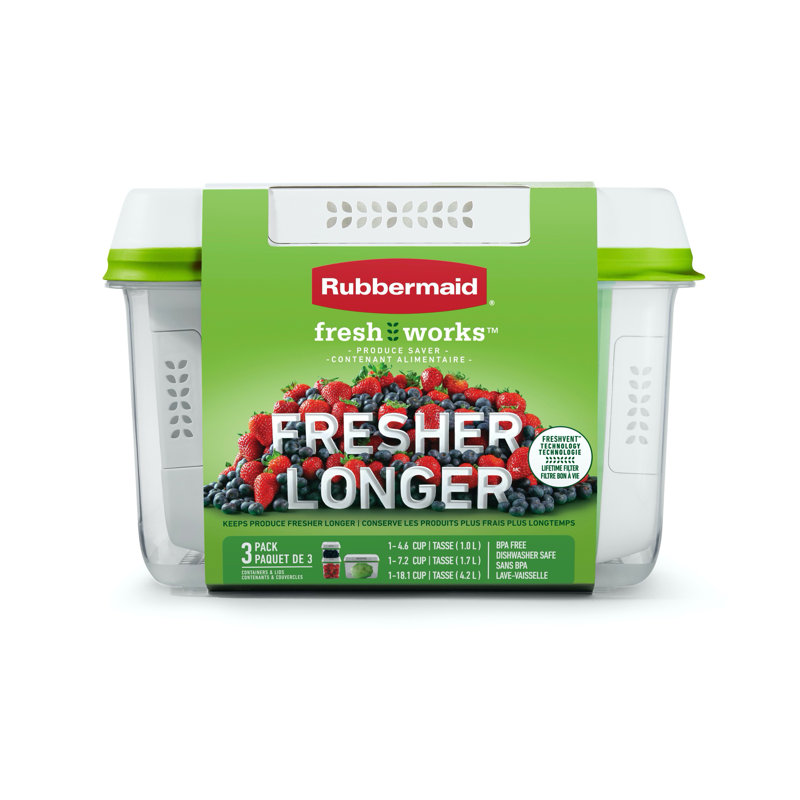 Rubbermaid FreshWorks Produce Saver, Medium and Large Storage Containers, 6 Piece Set, Clear