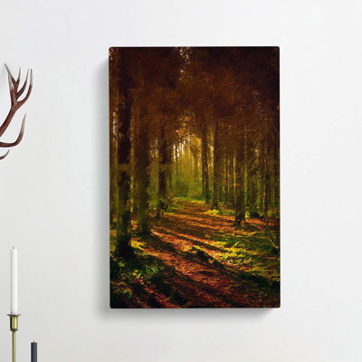 Walking Through an Autumn Forest - Wrapped Canvas