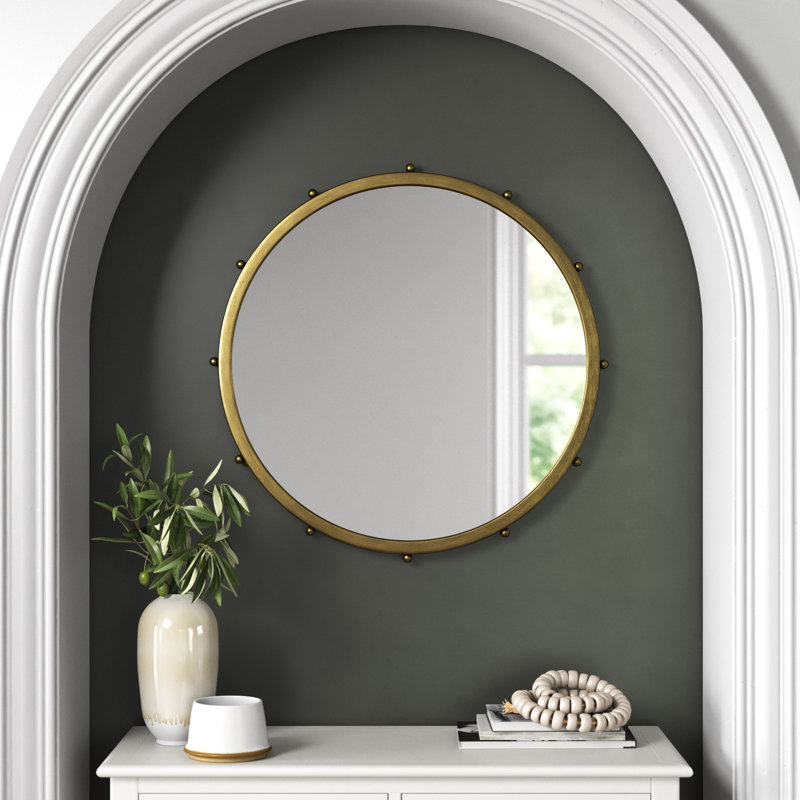 Weston Metal Round Mirror, 25.2" x 25.2", Gold