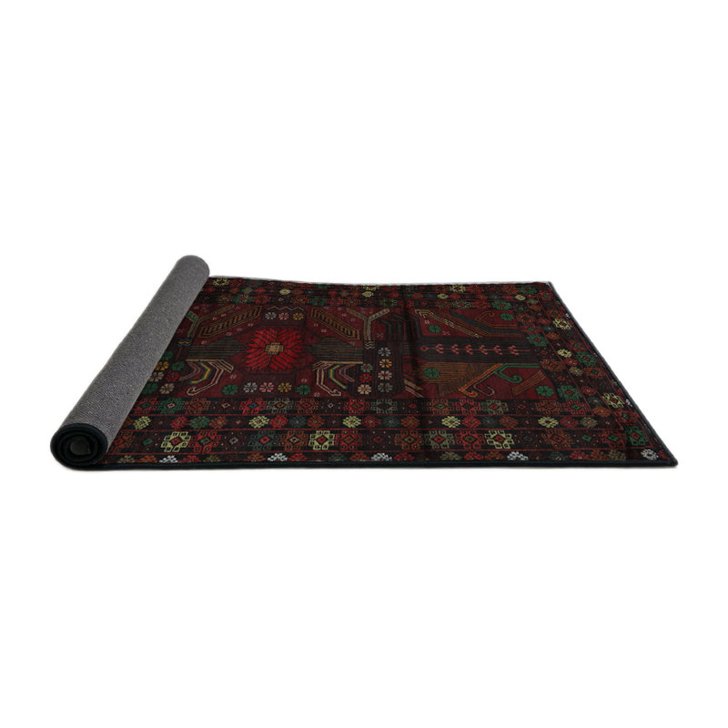 Tapis traditionnel orange / vert, Rond 5 pi