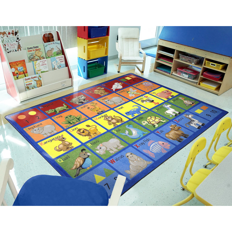 Educational Animal Phonics Area Rug, Rectangle 7'8" x 10'9"