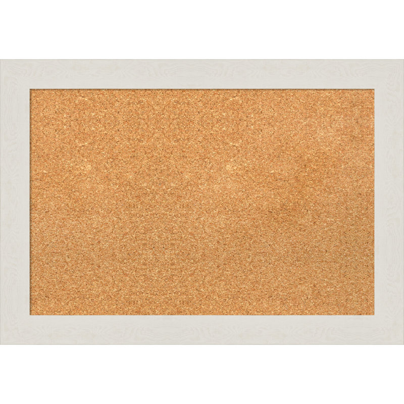 White Framed Natural Cork Bulletin Board 30" x 23"
