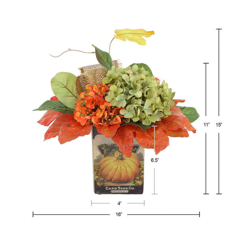 Fall Hydrangea and Magnolia Leaf Arrangement