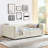 Daybed With Trundle, Drawer Storage Option, Queen Size, Upholstered, Beige Boucle, Stylish Stripe, Comfortable Seating Experience, Easy Installation Manual Solution, Vertical Padding, Steps