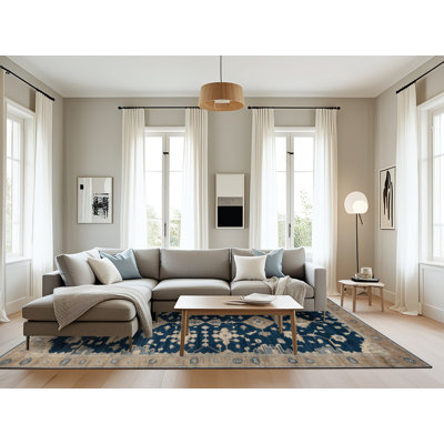 Machine Washable Overdyed Blue Area Rug