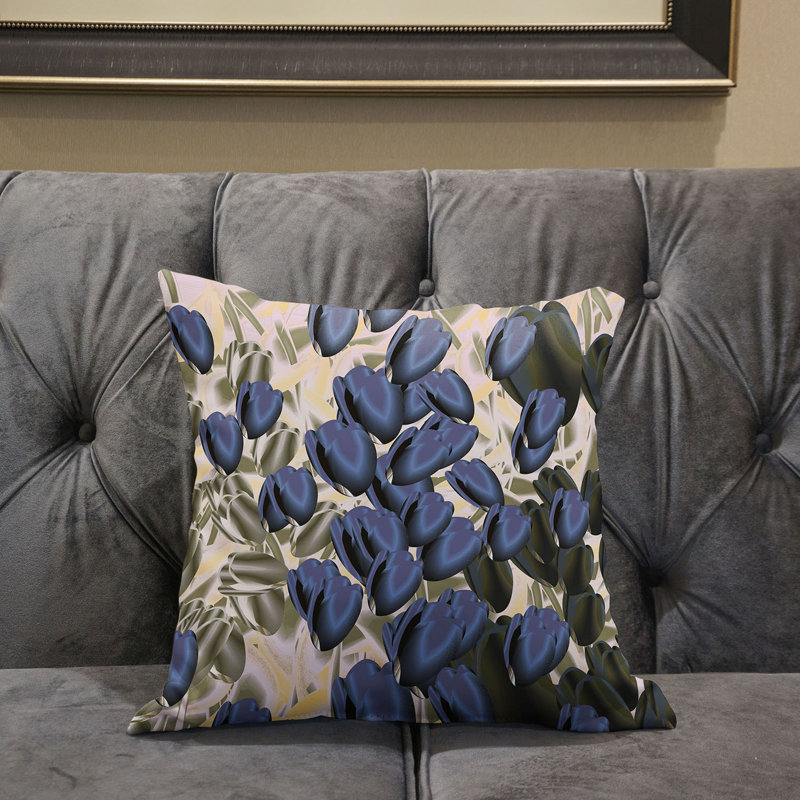 Housse et insert de coussin décoratif en polyester, 16 po x 16 po, Vert et bleu