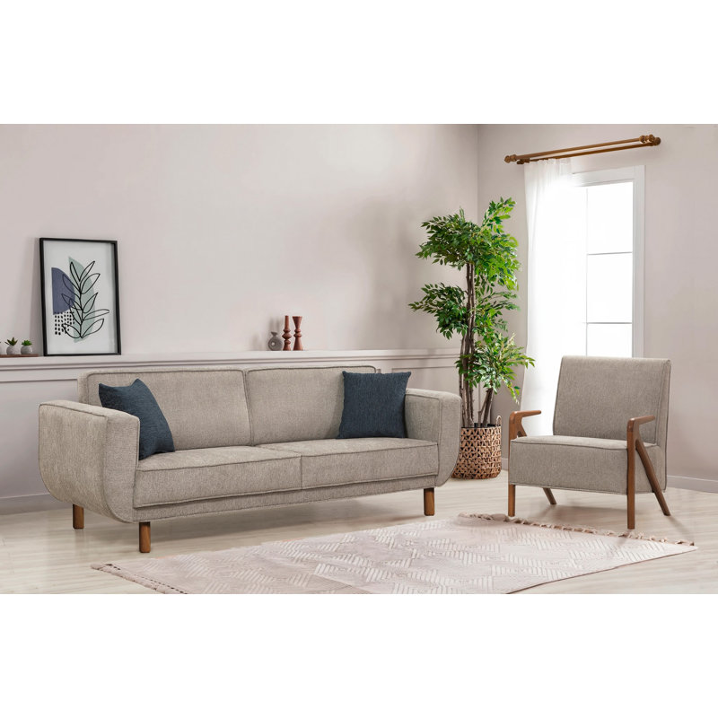 Ensemble de canapé-lit, Gris, Noyer