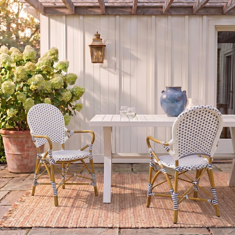 Chaise de patio empilable Wilburg, Gris / Blanc
