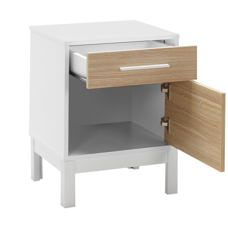Modern Nightstand with 100% Melamine Coated Particle Board | Stylish Scandinavian Design, Durable Construction, Perfect for Bedroom and Living Spaces, Easy to Clean
