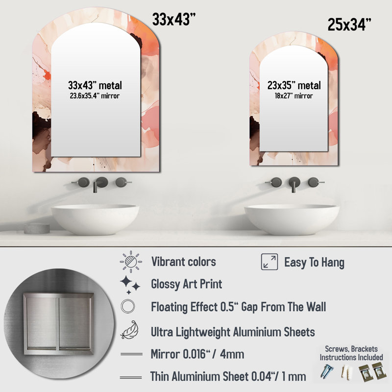 Miroir mural Distant Clouds Abricot Crush Infusion III, 34 po x 25 po