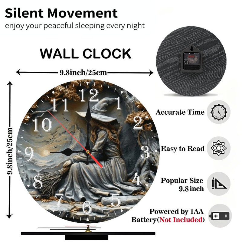 Horloge murale en bois 10 po, mouvement silencieux, à piles (piles AA non incluses), décor artistique, parfait pour les décorations