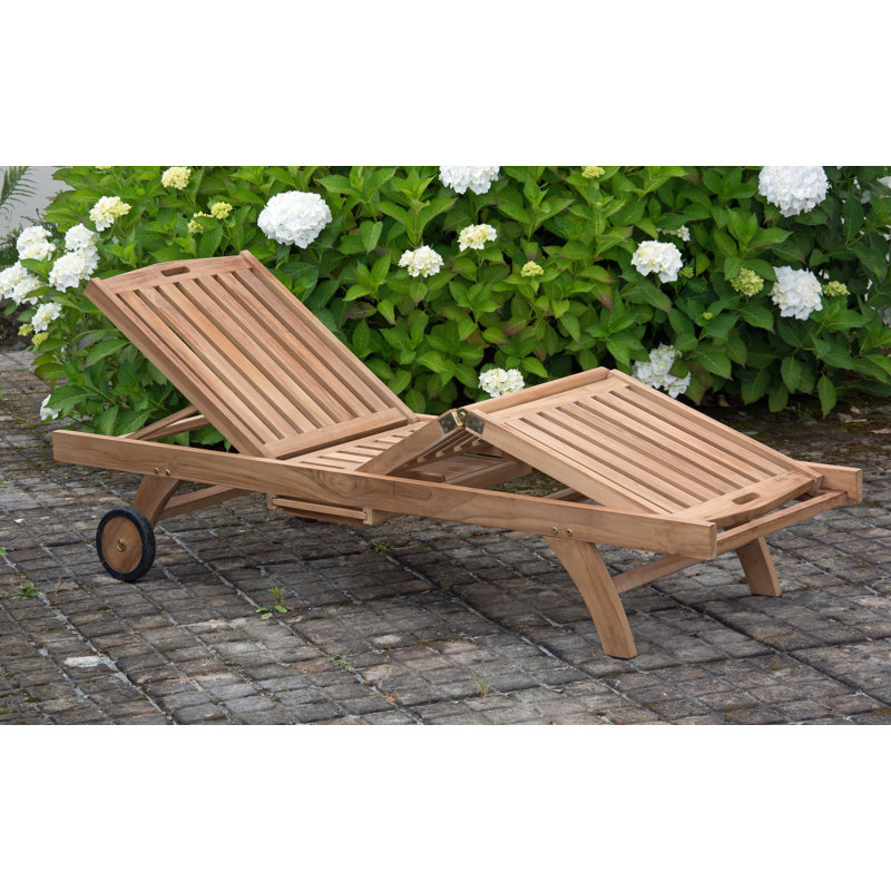 Emerfield 200cm Long Reclining Teak Single Chaise