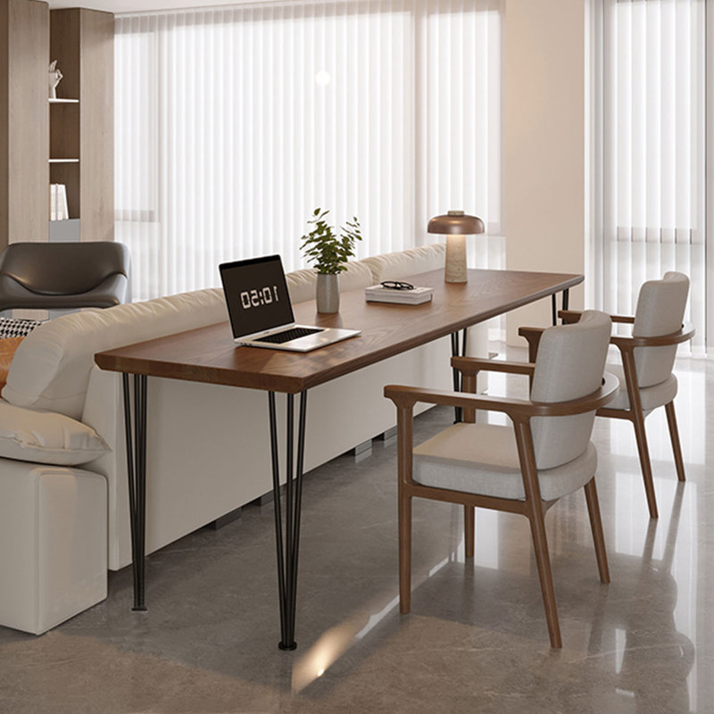 Bureaux rectangulaires bruns en bois massif, H 29,53 po x l 70,87 po x P 23,62 po 