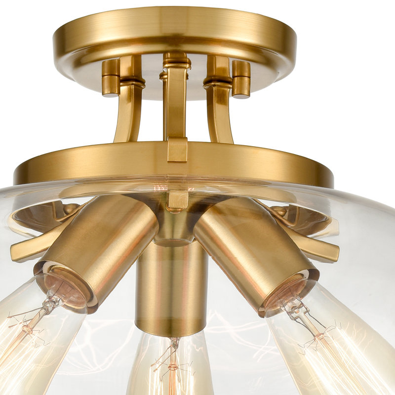 Plafonnier semi-encastré 3 lumières Bozzuto, Laiton
