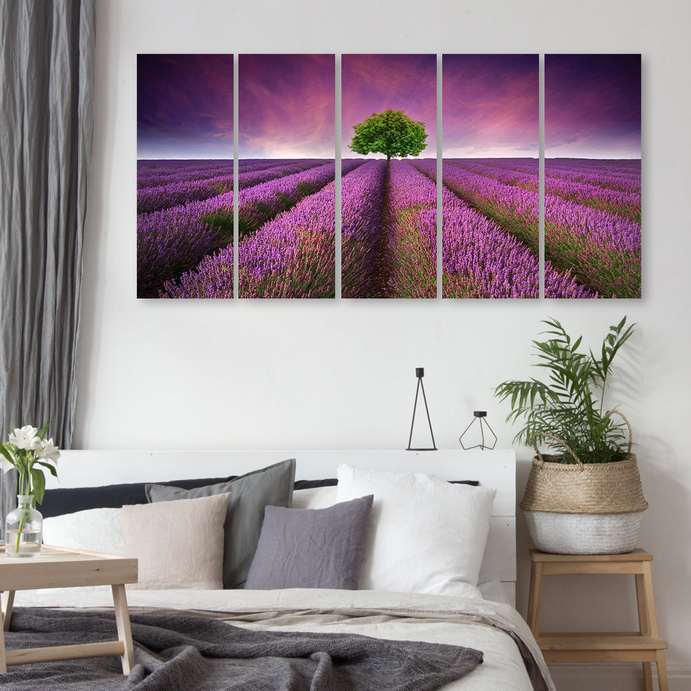 Leinwandbild Flower Meadow Lavender Landscape