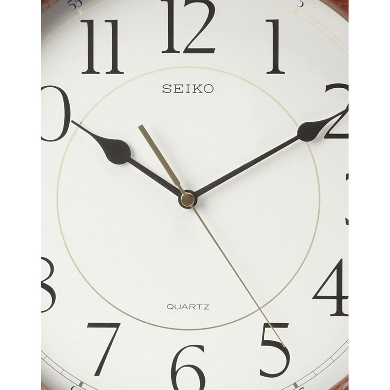 Seiko 13" Dark Brown Solid Oak Wall Clock with Arabic Numbers