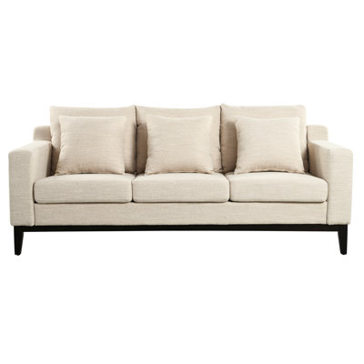 Christopher Knight Home Mirod Comfy 3-Seat Sofa With Wooden Legs, Designed For Modern Living Spaces, Offering A Stylish And Comfortable Seating Solution With Polyester Upholstery