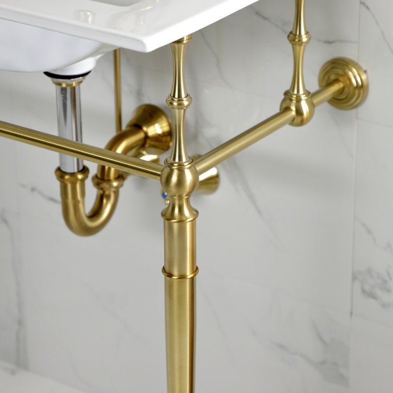 Lavabo de salle de bain console Edwardian, Laiton brossé, Centres de 8 po