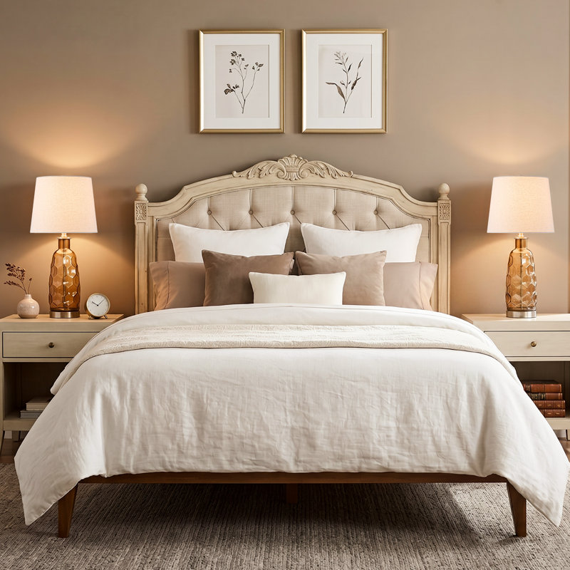 23.5” Brown Glass Table Lamp With Textured Base And Linen Shade, Brown