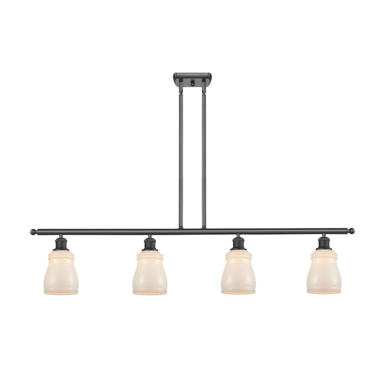 Luminaire suspendu linéaire à 4 lumières pour îlot de cuisine Mccarver, Noir mat, Blanc, Ampoule DEL 6 watts Vinage