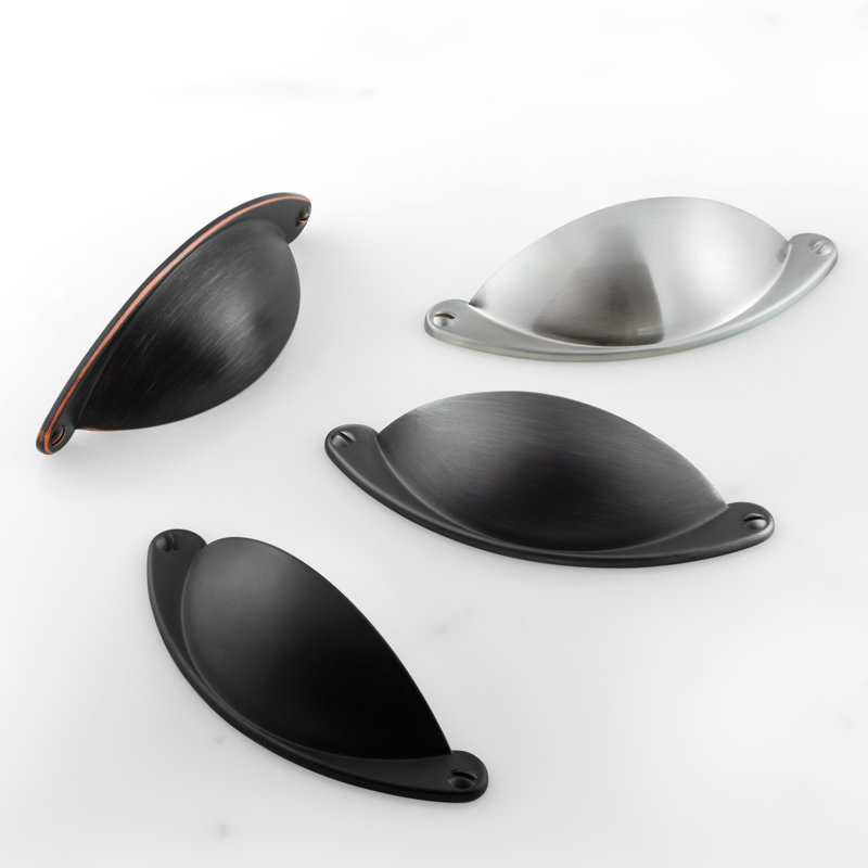 Black Zinc Rustic Cup Pull with Mounting Hardware