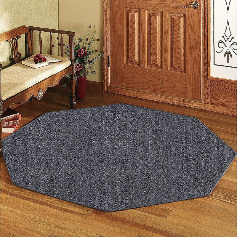 Tapis uni gris tissé à la machine, Octogone 9 pi