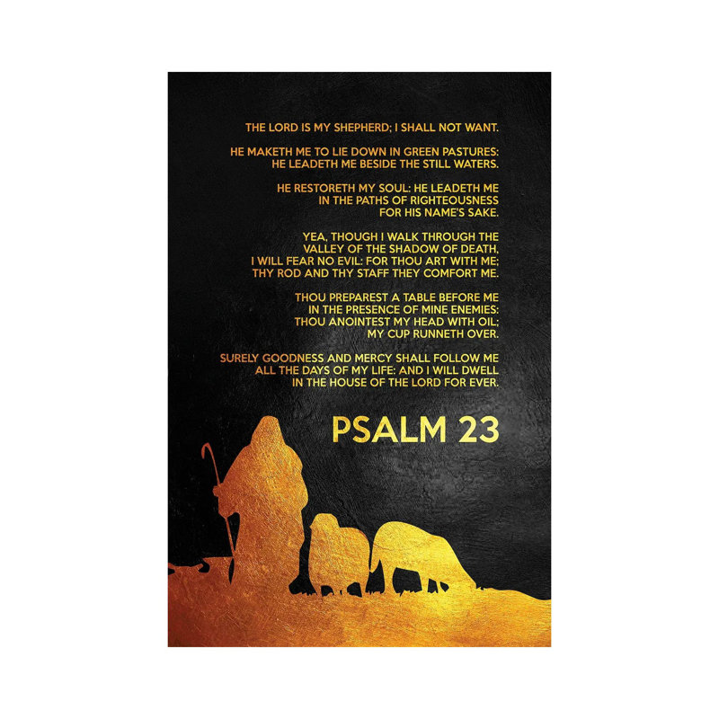 Psaume 23, verset biblique par Adrian Baldovino - Giclée sur toile tendue avec châssis, H 18 po x l 12 po x 1,5 po