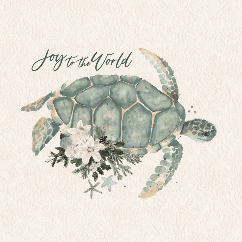 Bedouet Christmas Sea Turtle sur impression sur toile, H 12 po x l 12 po