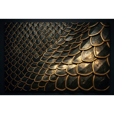 Papier peint écailles métalliques, décoration murale art déco écailles de dragon