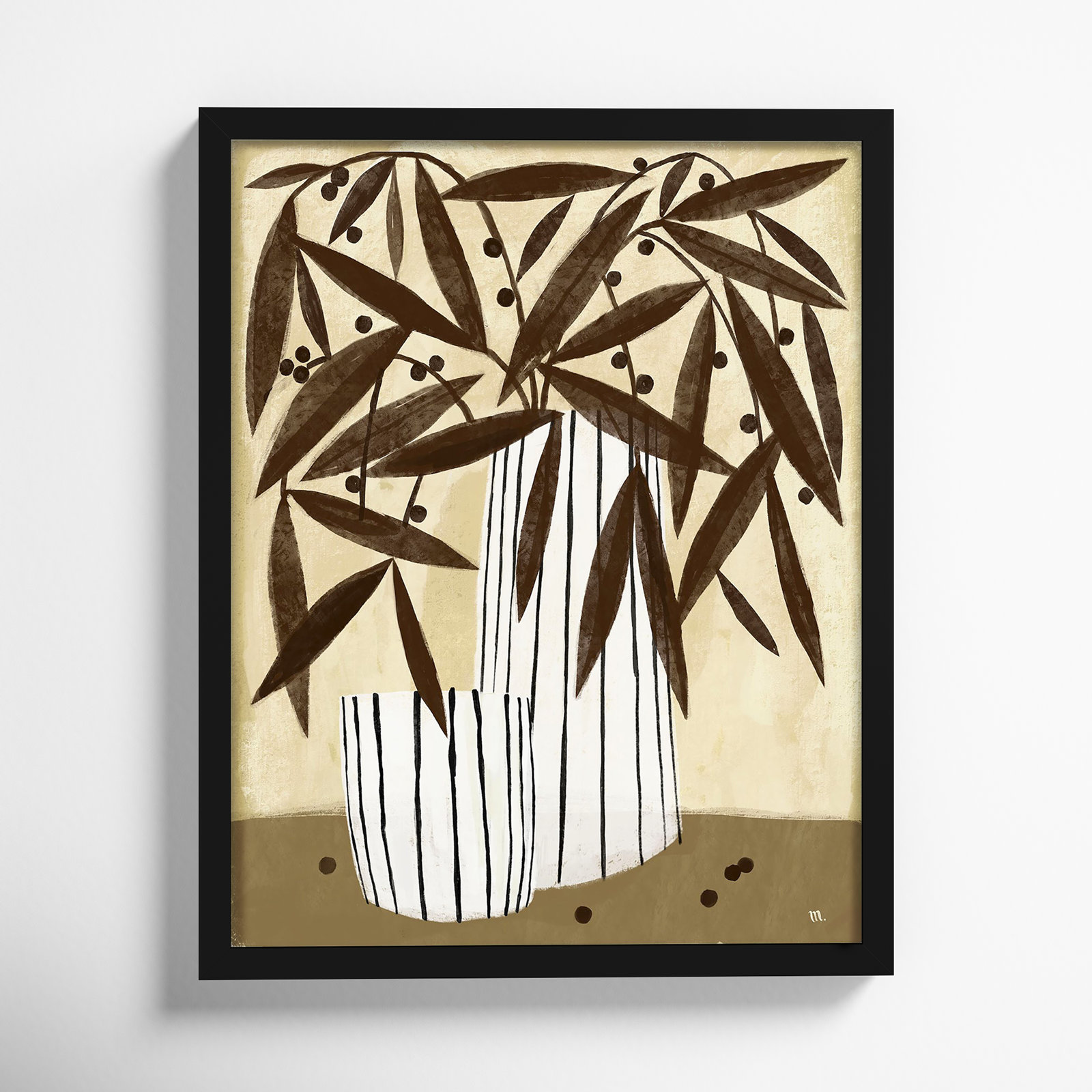 Juba "Dry Flowers" Painting, Black, 20" H x 16" W x 1.25" D