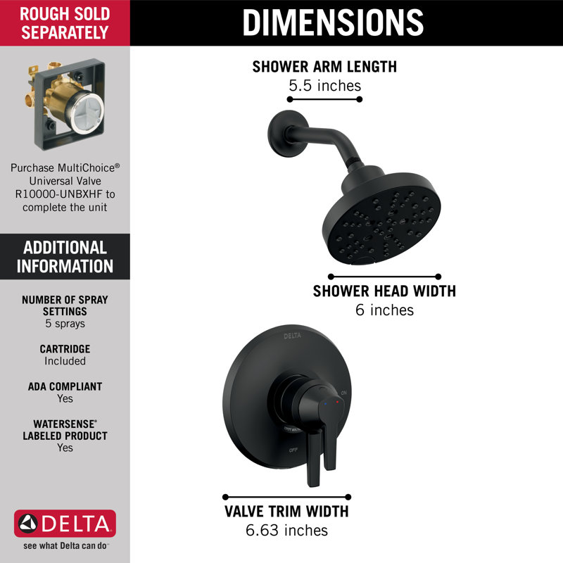 Galeon Shower Faucet, Matte Black